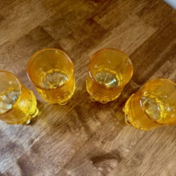 Tiffin Franciscan‎ Madeira Cornsilk Yellow Goblets - 4 Vintage Textured Glasses - Picture 6 of 6